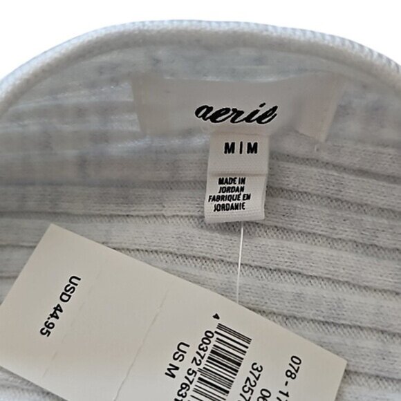 Aerie Ribbed Crop Top Bralette Size Medium New Adjustable Soft Stretch Gray - Picture 7 of 8